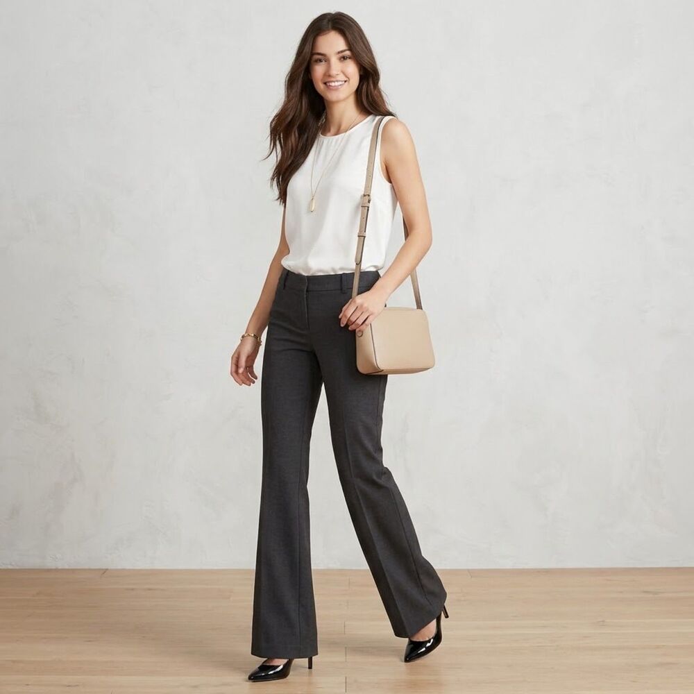 EXPRESS Charcoal Dark Grey Wide Leg Flare Dress Pants Trousers - Size 4